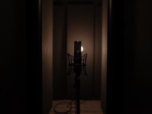 Estúdio Som Puro isolated vocal booth with microphone and acoustic treatment